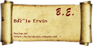Bőle Ervin névjegykártya
